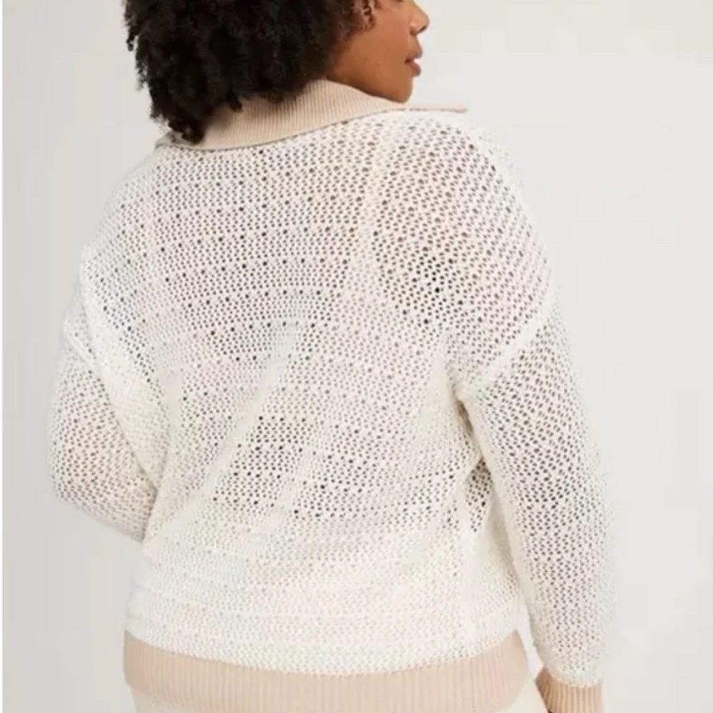 NWT TORRID Collared Pullover Sweater Ivory with Beige/Tan
size 0 or Large - Picture 6 of 12